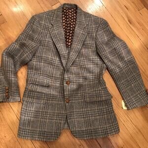 Carroll & Company VTG Tweed Scotland Wool Jacket Blazer MED 40 Blue Gold